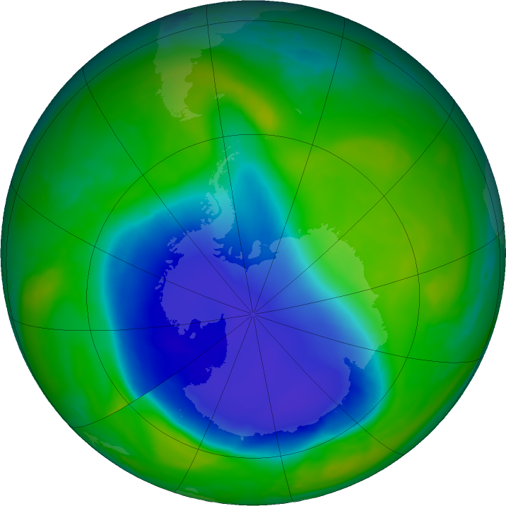 Antarctic ozone map for 02 December 2023